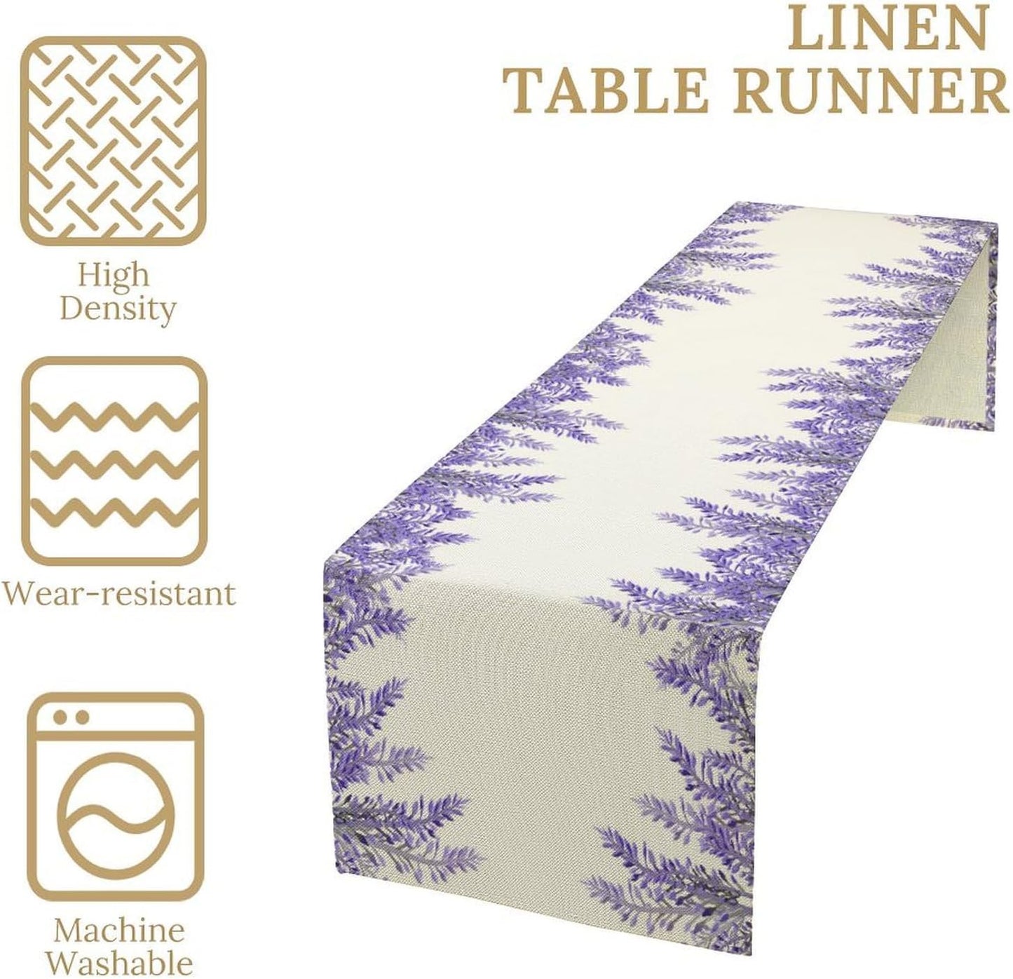 Purple Lavender Table Runner Vintage Watercolor Modern Kitchen Restaurant Decoration Suitable for Indoor and Outdoor Wedding Party Banquet Table Runner 13x90 Inch