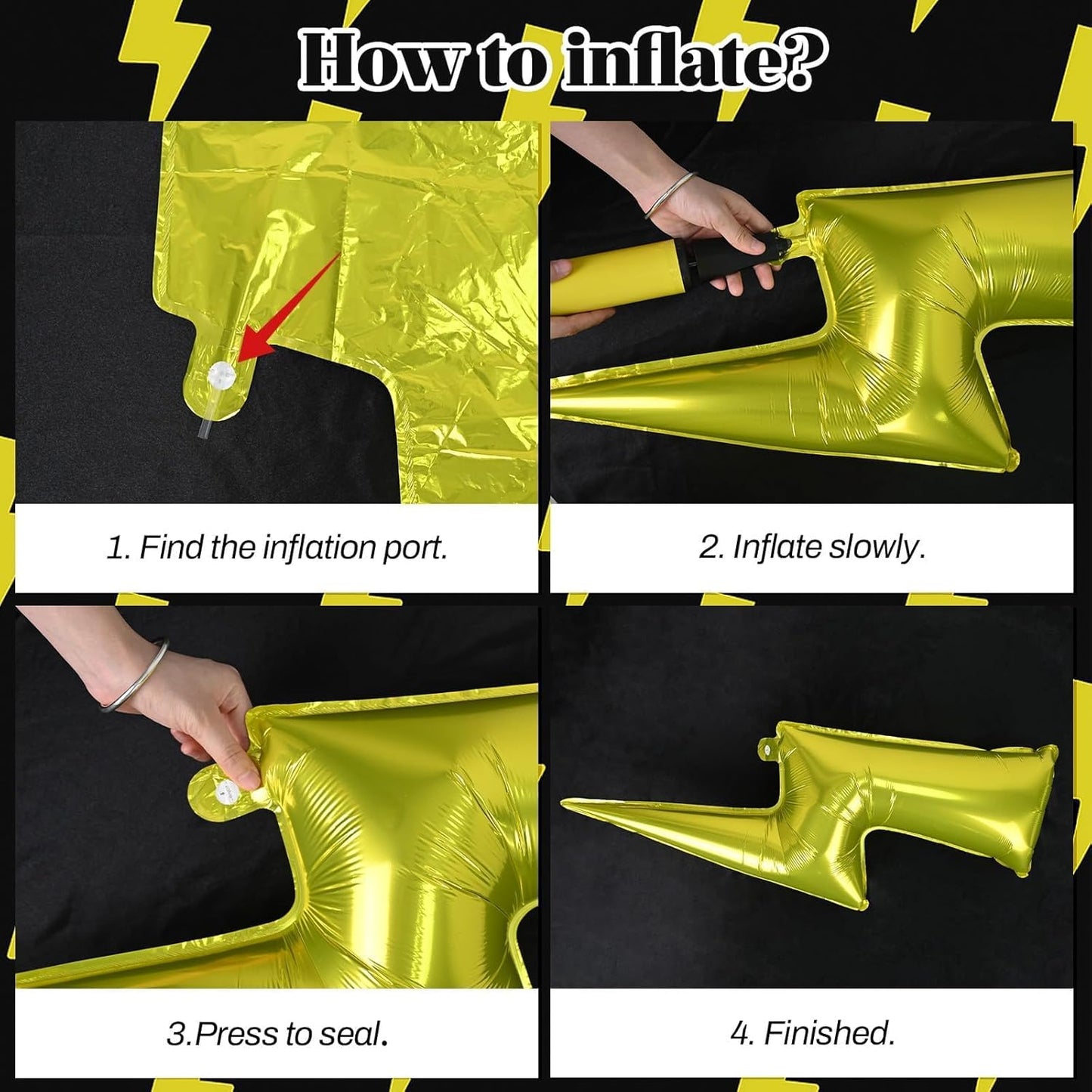 Red Yellow Black Balloons, Cartoon Theme Balloons with 36 Inch Lightning and 22 Inch Star Foil Balloon, Red Black Yellow Confetti Lightning Printed Balloon for Kids Boys Birthday Anime Party Decor