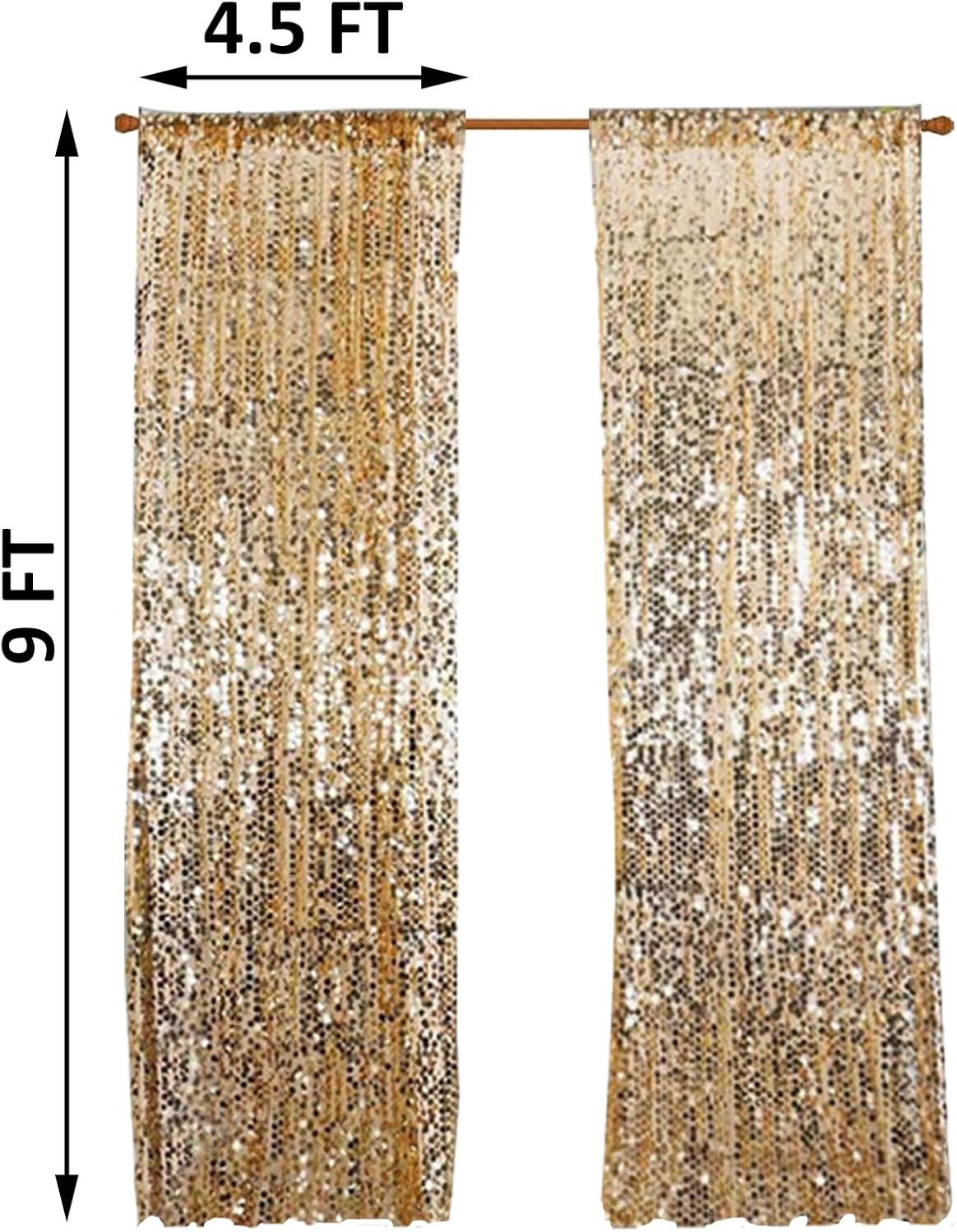 Gold Big Payatte Sequin 18MM Sequin Backdrop Drapes Curtains Panels,Fashion 9FTx9FT Backdrop for Thanksgiving Christmas Home Party Decoration Supplies