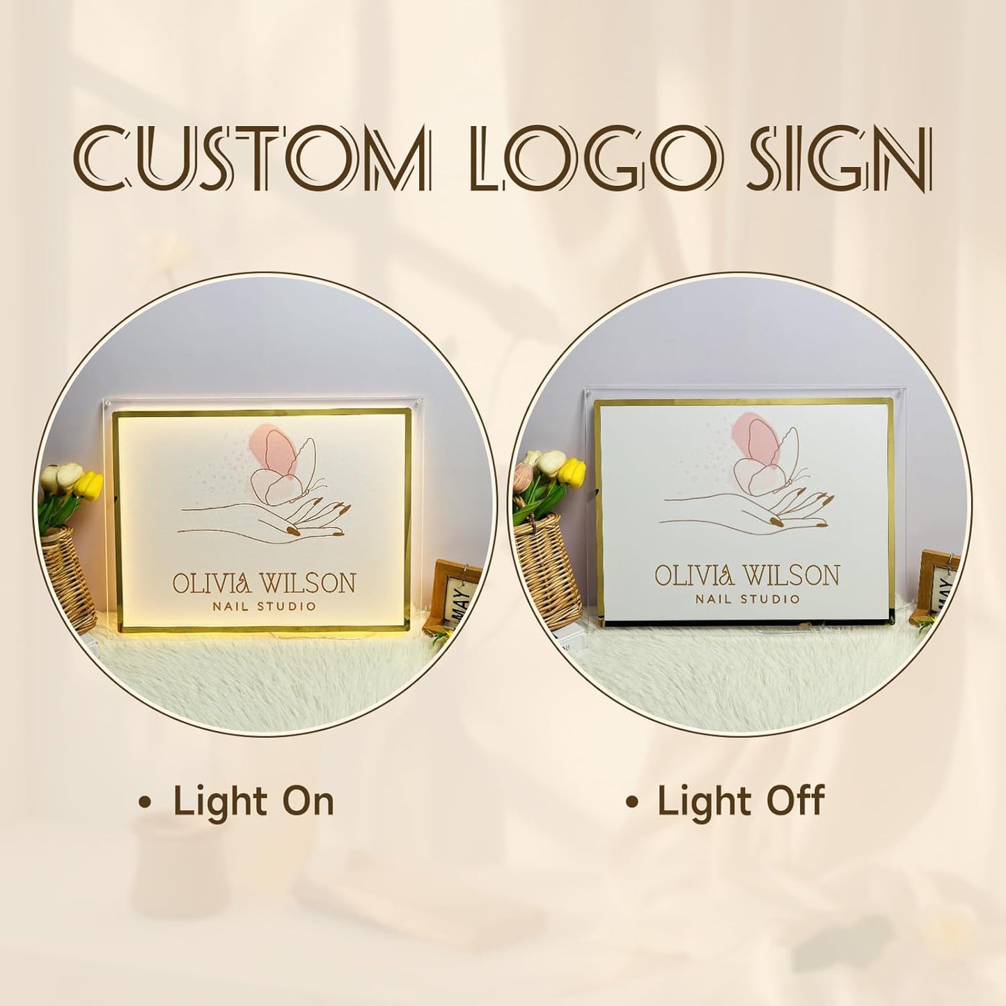 Custom Business Logo Neon Sign for Personalized Company Store UV Metal Acylic LED Backlit Shop Name Light Signo Office Company Logo Néon for Coffee Shop Salon Studio Signs