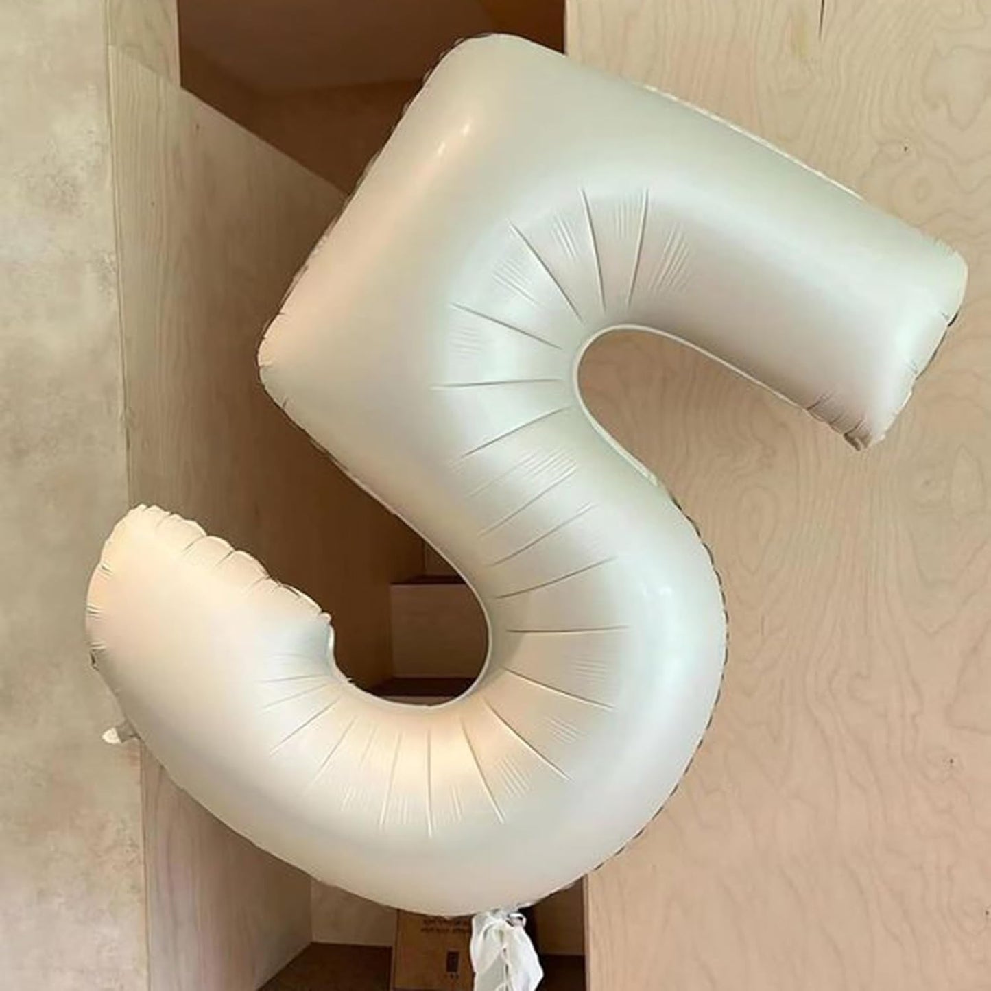 40 Inch Big Cream White Number Balloon Birthday Decoration, Number 5 Helium Balloon 15 25 35 45 50 Years old Birthday Anniversary Party Supplies Foil Number Balloons Supplies Decorations