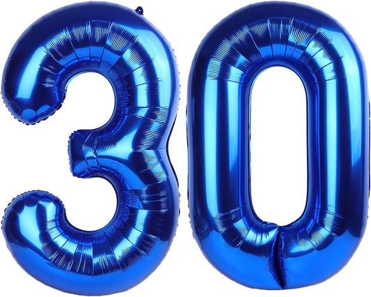 Navy Blue Jumbo Number 30 Balloon 40 Inch, Boy Girl 30 Birthday Supplies, Foil Helium 30 Birthday Giant Balloon, Mylar Blue Number Balloons Anniversary Decorations