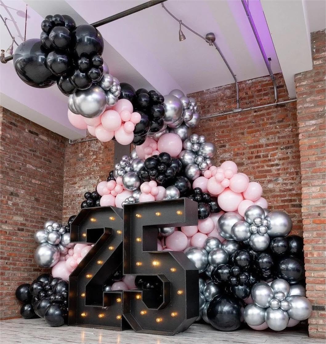 Metallic Silver Balloons, 50 Pcs 12 Inch Silver Chrome Latex Balloons for Balloon Garland or Arch as Wedding, Birthday, Disco Party Balloons Decorations