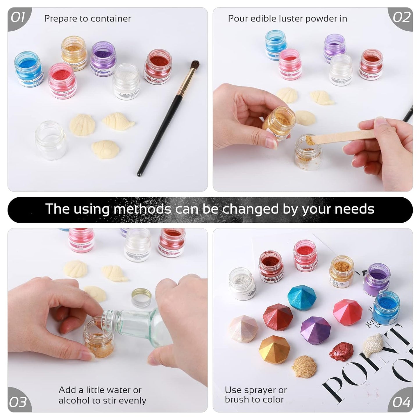 Jelife Silver Edible Luster Dust - 5 Grams Food Grade Cake Dust Shimmer Powdered, Edible Metallic Powder Food Coloring for Cake Decorating, Chocolates, Fondant, Drinks, Painting & More, Vegan