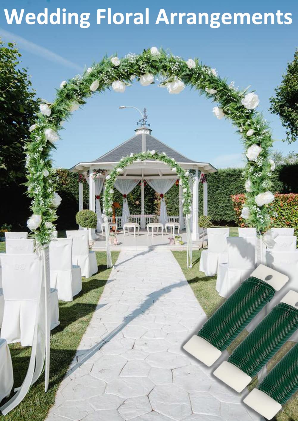 Green Floral Wire 3 Pack 117 Yards 22 Gauge Flexible Paddle Wire for Crafts Christmas Wreaths Tree,Garland and Floral Arrangements