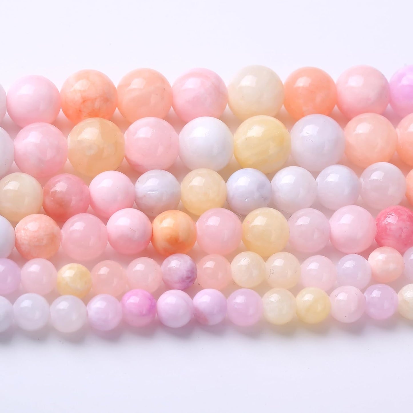 Colorful Rice Topaz Stone Beads Gemstone Round Crystal Energy Jade Beads Stone Beads for Jewelry Making DIY Bracelet Necklace Jewelry Making 1 Strand 15.5inch 35PCS 10MM
