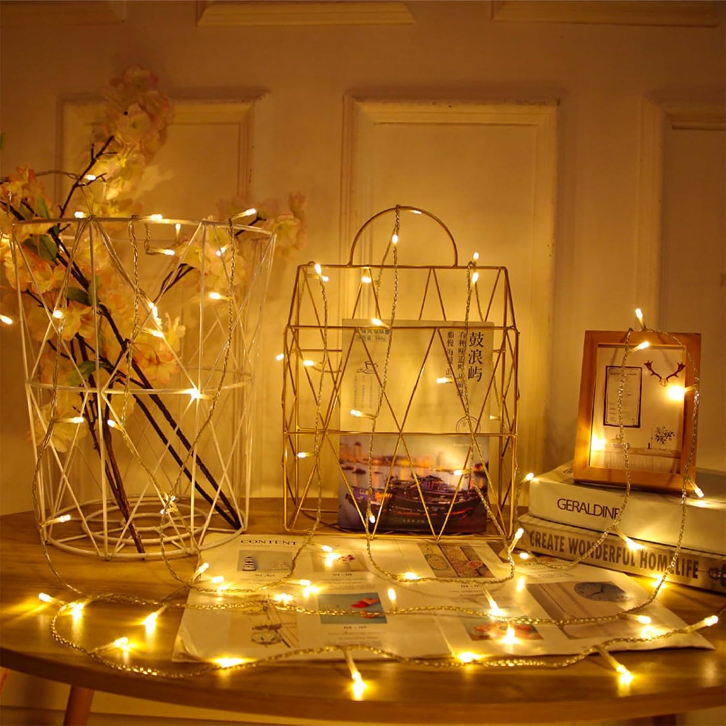 33ft 100 LED Plug in Connectable Fairy String Lights, 8 Mode Decorative Lights for Home, Bed Room, Classroom Wall Ceiling Tree Hanging Indoor Outdoor Easter Christmas Decor, Warm White