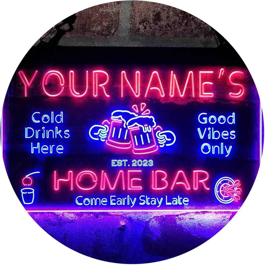 ADVPRO Personalized Your Name Custom Home Bar Beer Established Year Dual Color LED Neon Sign Blue & Red 12 x 8.5 Inches st6s32-p1-tm-br