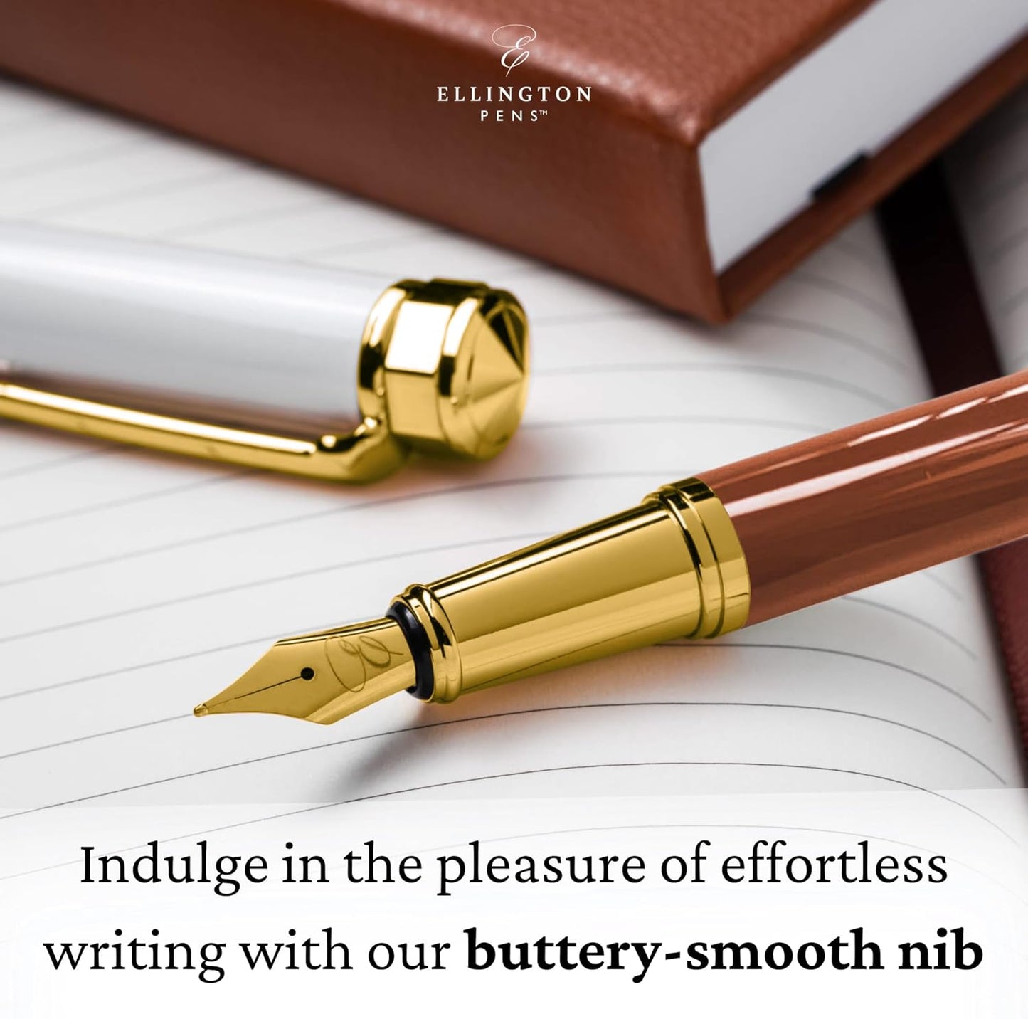 Ellington Pens Luxury Fountain Pen Set- Fountain Pens for Writing - Smooth Fine Nib - Includes Refillable Ink Converter, 3 Ink Cartridges [Black & Blue], Gift Box - Elegant Calligraphy