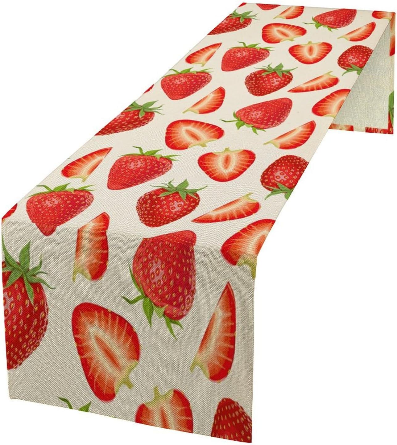 Strawberry Table Runner Spring Summer Wild Berry Fruit Theme Dinner Runner for Girl Baby Shower Party Holiday Home Kitchen Dining Table Decor 13x60