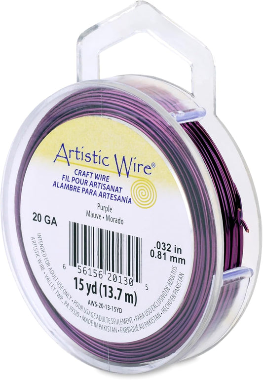 Artistic Wire, 20 Gauge Tarnish Resistant Colored Copper Craft Wire, Purple, 15 yd