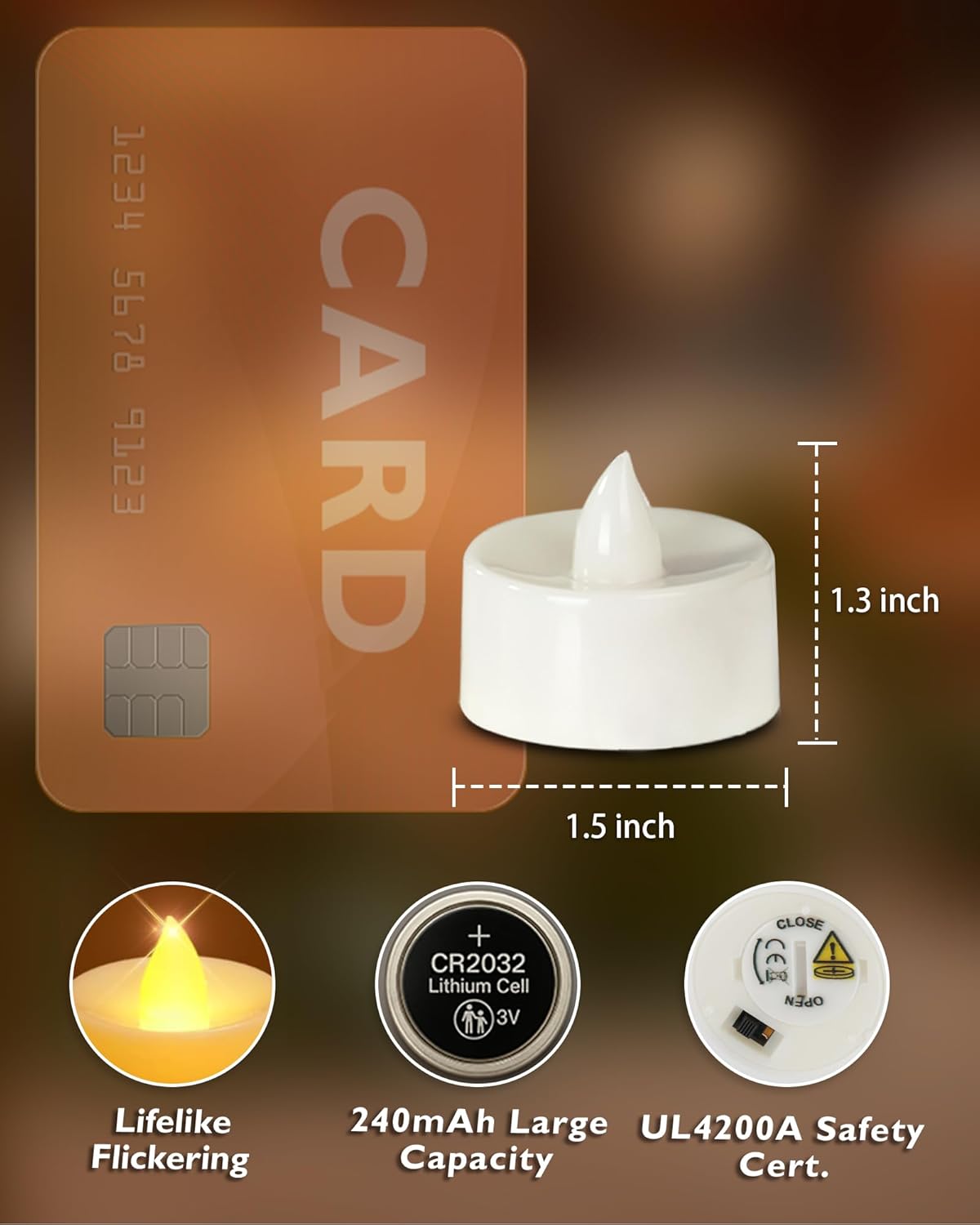 Homemory 24-Pack Flameless LED Tea Lights Candles Battery Operated, 200+Hour Fake Electric Candles TeaLights for Votive, Halloween, Ofrenda, Diya, Wedding Centerpiece Table Decor, Funeral, Christmas