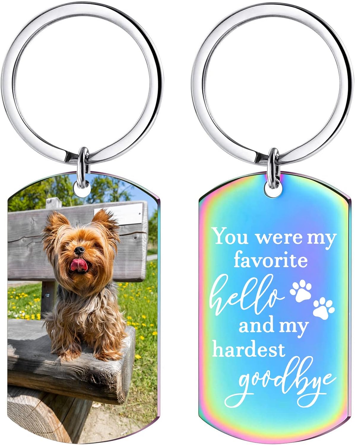 Funnylife Personalized Dog Memorial Photo Keychain Stainless Steel Custom Pet Memory Keychain Loss of Dog Sympathy Gifts