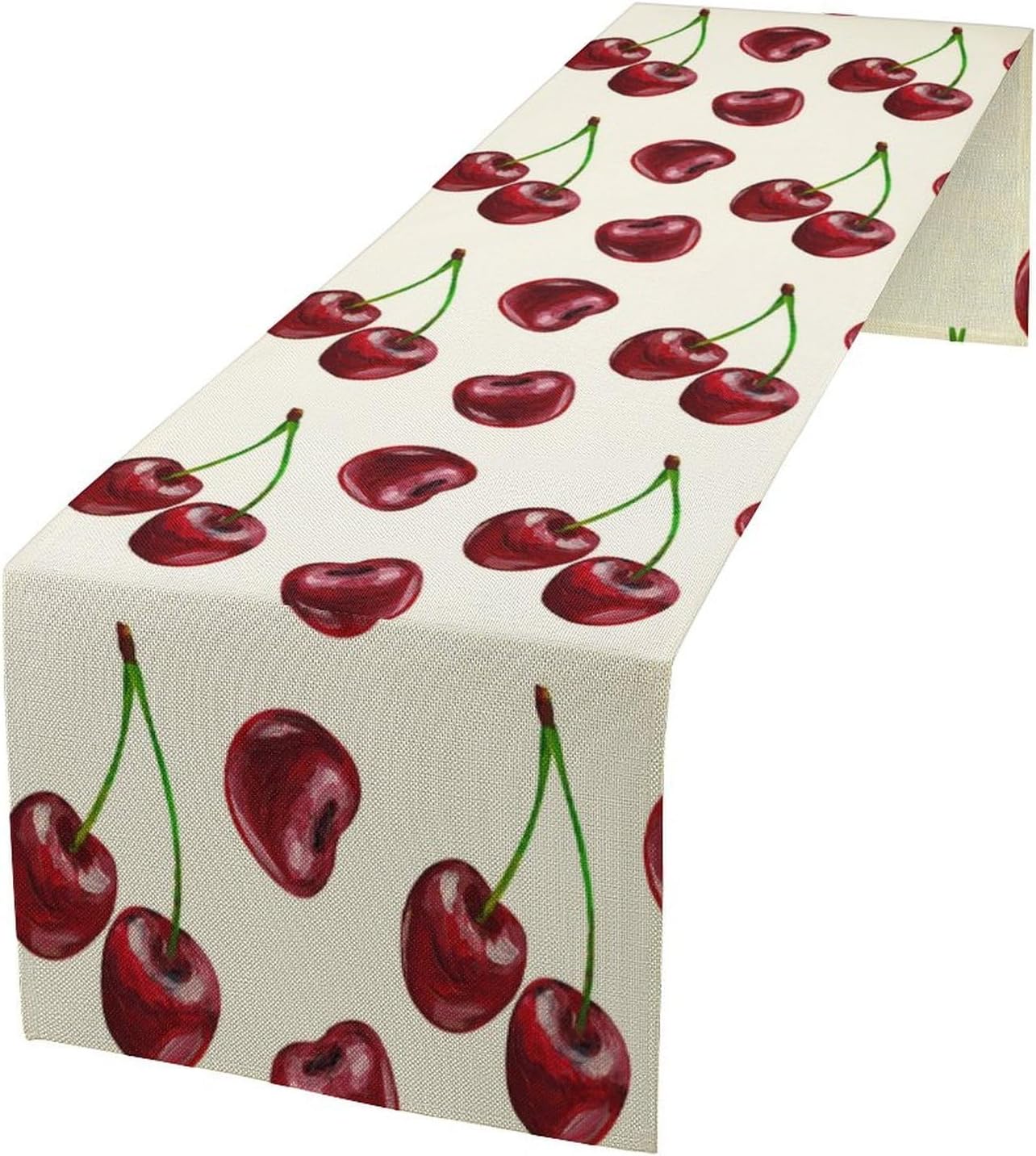 Red Cherry Table Runner Watercolor Spring Summer Wild Berry Tropical Fruit Theme Dinner Runner for Girl Baby Shower Party Holiday Home Kitchen Dining Table Decor 13x60