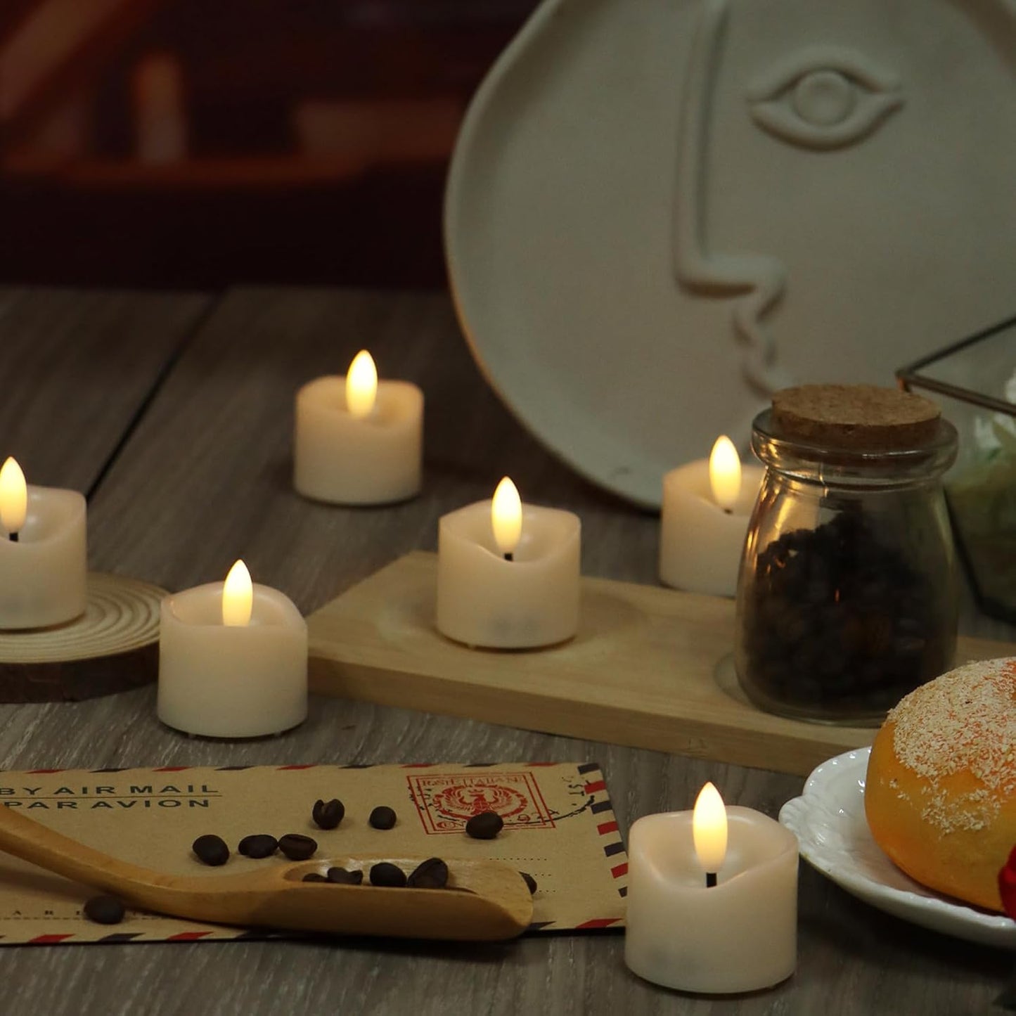 24 Pack Battery Operated Votive Candles 1.5 x 1.67 inches Flameless Votive Tealights Black Wick Tea Lights LED Electric Fake Candles Realistic for Wedding Christmas Thanksgiving Party Decoration