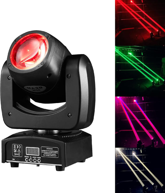 90W LED Moving Head DJ Lights Mini Beam Stage Lights Super Bright Spot RGBW 4IN1 DMX 512 12CH Sound-Activated for Wedding DJ Party Stage Lighting (90W, 1)