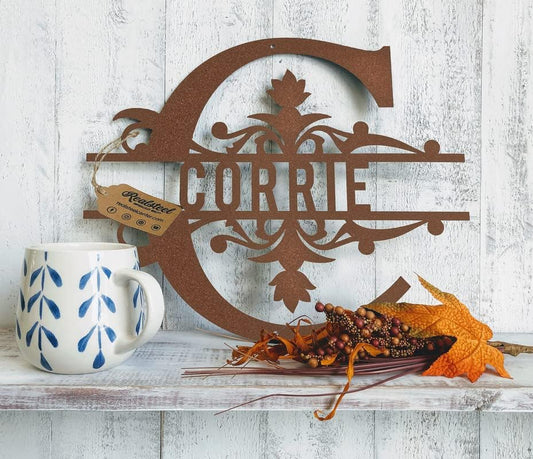 RealSteel Metal Split Letter Monogram – Personalized Last Name Sign for Home & Outdoor Décor – Custom Metal Wall Art – Family Name Sign, Welcome Sign