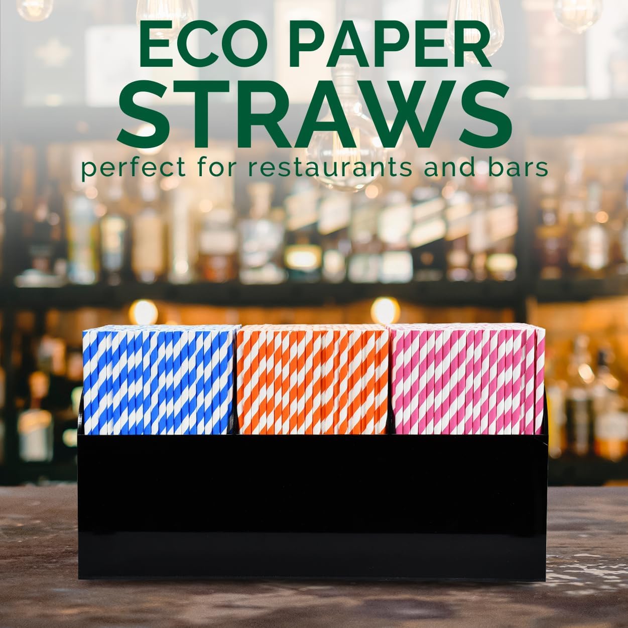 [1000 Count] Chunspak Orange/White Striped Paper Drinking Straws Bulk - 7.75"x0.24", Unwrapped - Biodegradable and Compostable