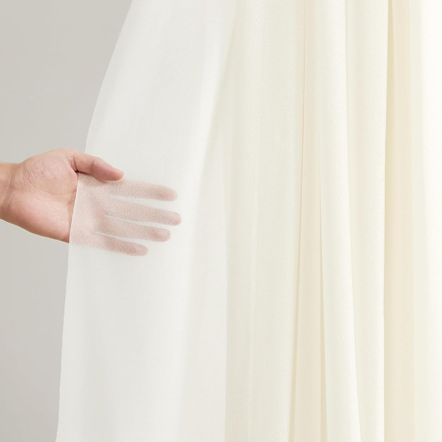 30" x 20Ft Wedding Arch Draping Fabric, 2 Panels Ivory Sheer Curtain Drapes Extra Wide & Long Backdrop Curtains for Wedding Arch Ceremony Birthday Party Decorations