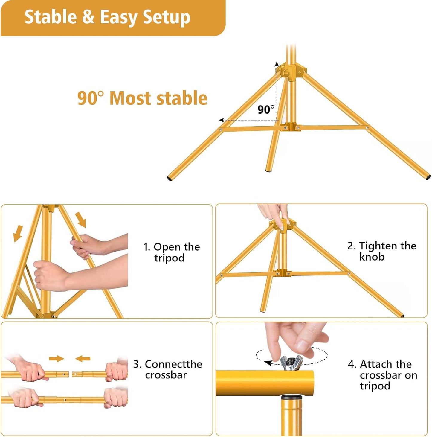 10ft x 7ft - Titanium Gold Adjustable Photography Backdrop Support System Photo Video Studio Background Stand Kit with Carry Bag for Portrait & Studio Photography
