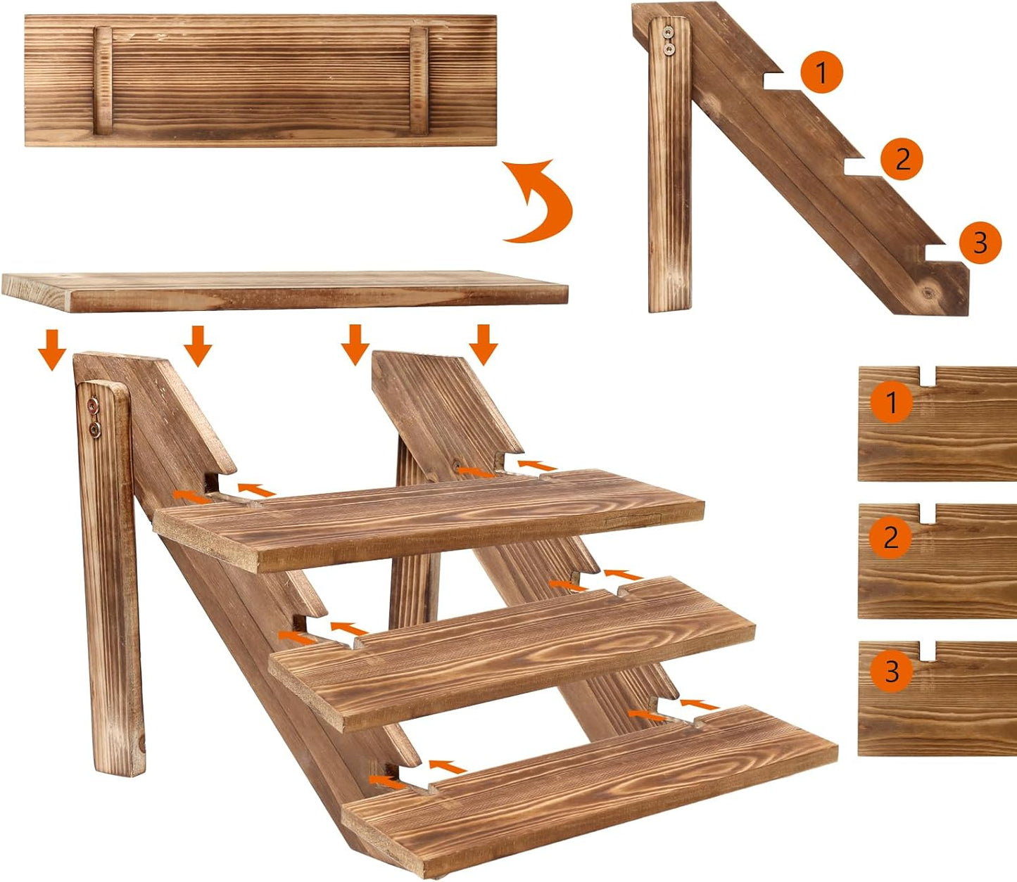 Swallowliving 2pcs Wooden Rustic Cupcake Stand for 24 Cupcakes, Stepped Wood Display Stand for Weddings, Tiered Party Table Display Riser for Food, Dessert, Cookie, Decor, Craft Show, Burnt