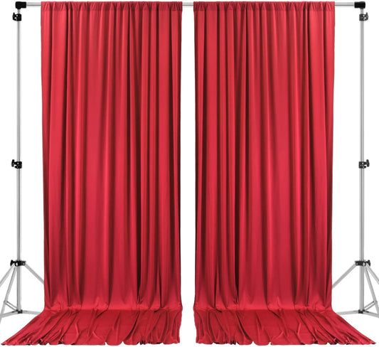 AK TRADING CO. 10 feet Wide x 12 feet Long IFR Polyester Backdrop Drapes Curtains Panels with Rod Pockets - Wedding Ceremony Party Home Window Decorations - (RED)