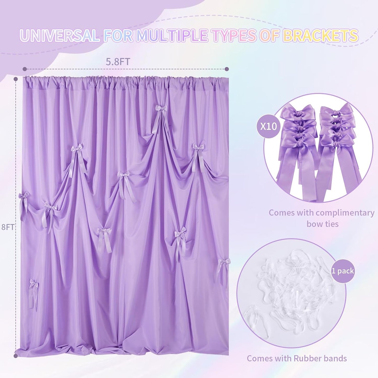 Light Purple Backdrop Curtain: 5.8×8ft Backdrop Durable Curtain for DIY Photo Booth - Baby Shower Wedding Birthday Decoration