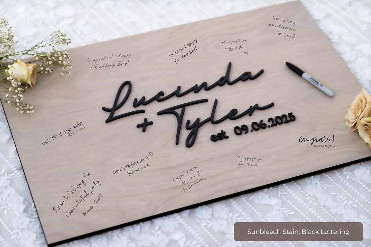 Personalized Last Name Guest Book, Unique Guest Book Sign, Custom Alternative Guest Book, Wooden Guest Book, Wedding Ceremony Guestbook Sign (Design 7)