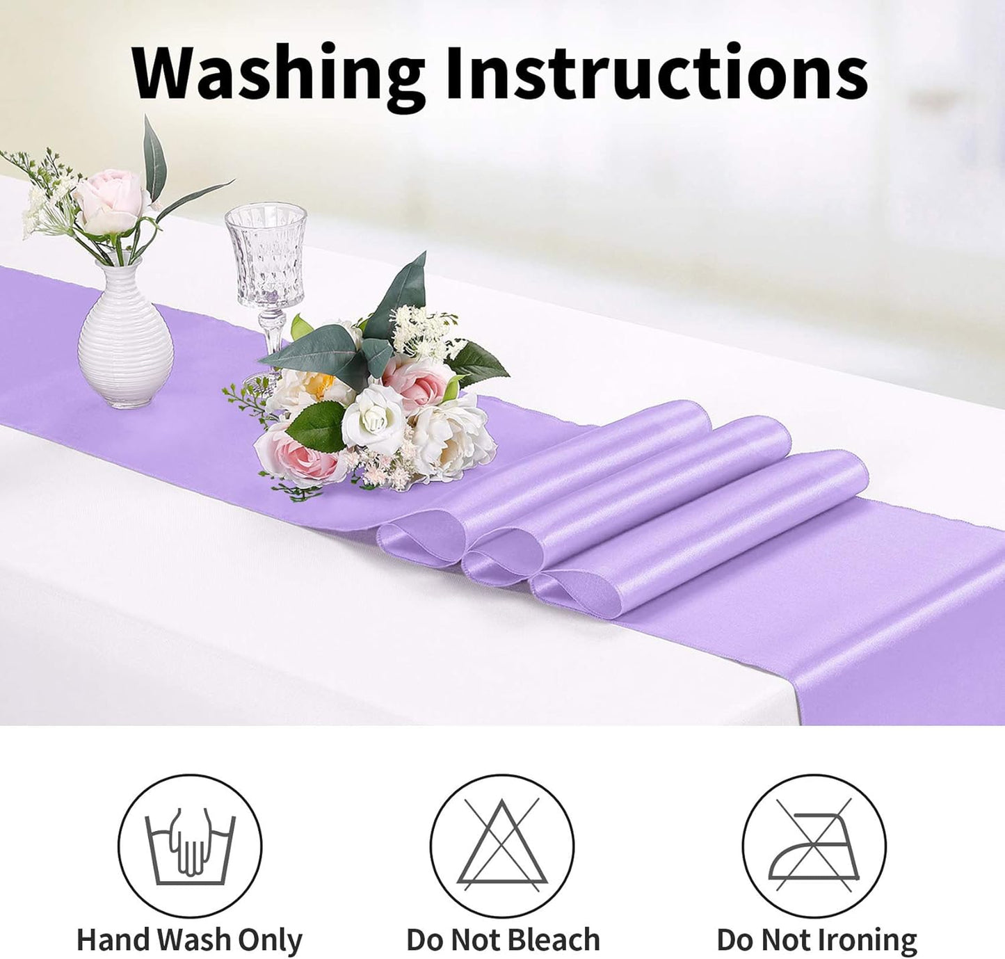 15-Pack Satin Table Runner Lavender 12 x 108 inches Long, Table Runners for Wedding, Birthday Parties, Banquets Decorations（15 Pack, 12x108 Inch, Lavender）