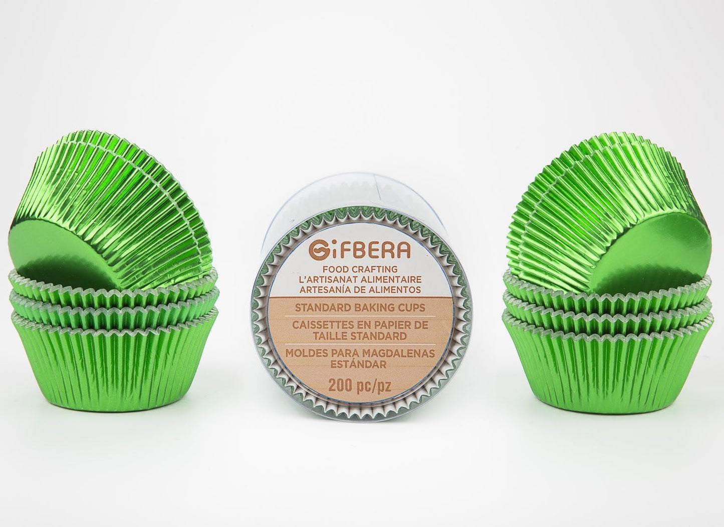 Gifbera Green Foil Standard Cupcake Liners Muffin Cups for Baking Holiday Party, 200-Count