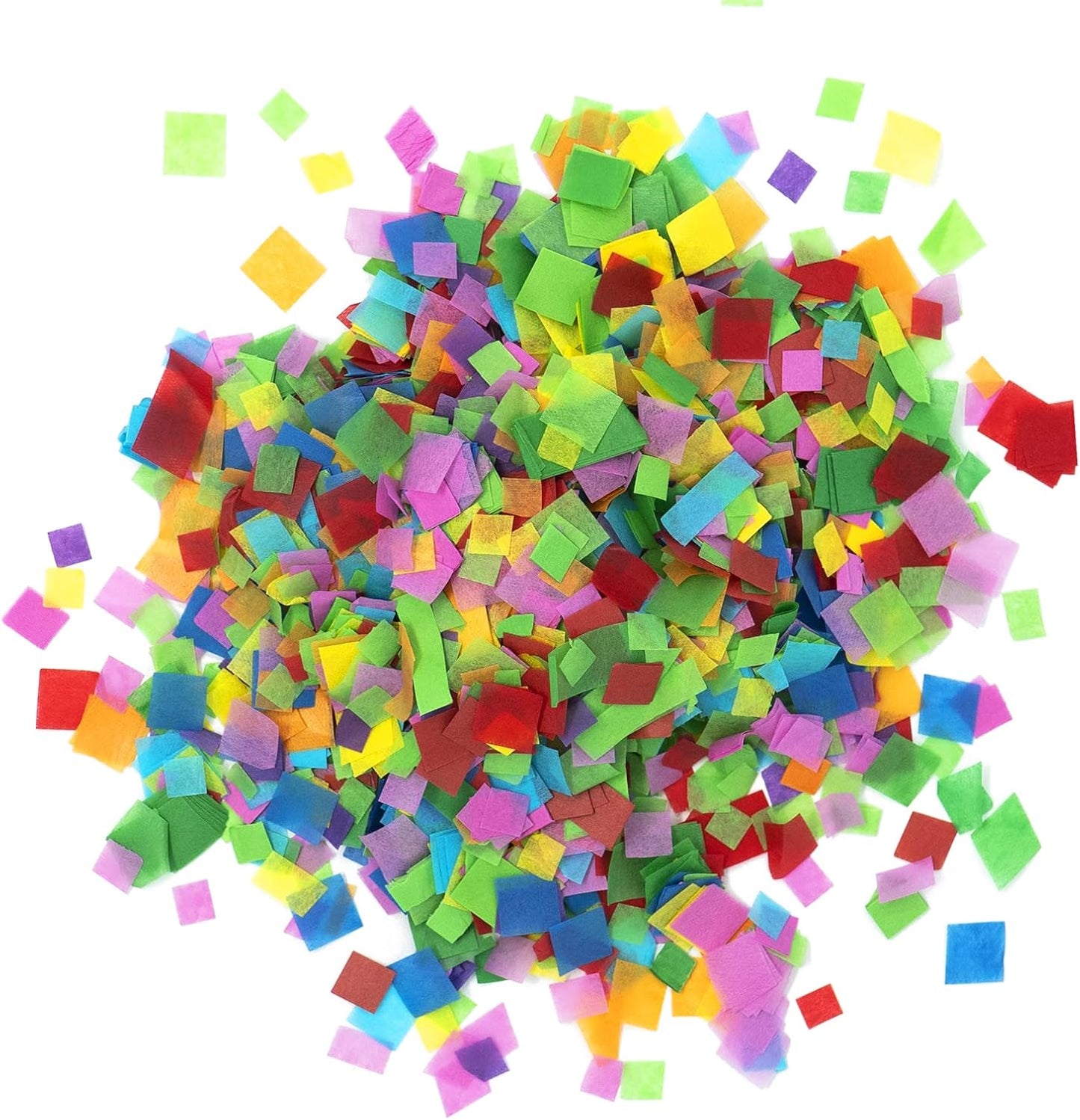 Biodegradable Tissue Confetti Squares, Multicolor Color – Ultimate Confetti Fluttering Tissue Paper Squares for Confeti Cannon & Launcher Use, Table Decorations, and More (20 Handfuls per Bag, 1 lb)