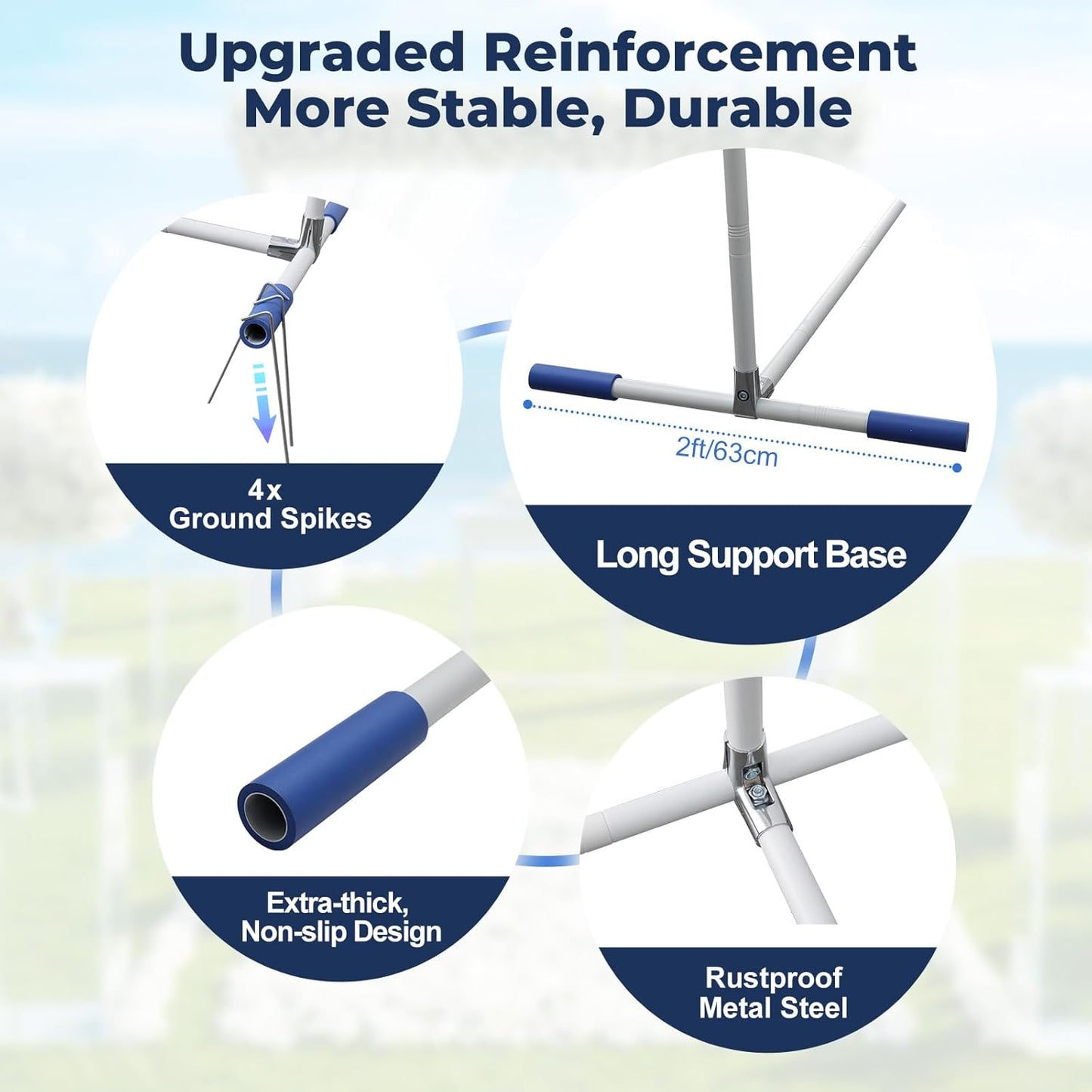 7*6FT Metal Backdrop Stand Commercial Grade, Extra Thick Rustproof Frame for Backdrop/Wedding/Party, Heavy Duty & Portable with Wide Adjustable Legs (White)