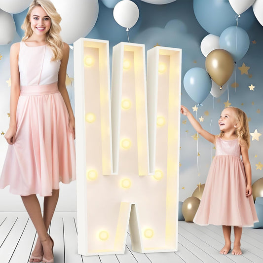 Ledido 4FT Marquee Light Up Letters Large Light Up Letters for Party Decoration, Marquee Letter for Birthday Graduation Baby Shower Wedding, Pre-cut Foam Board Assembly Required Letter W