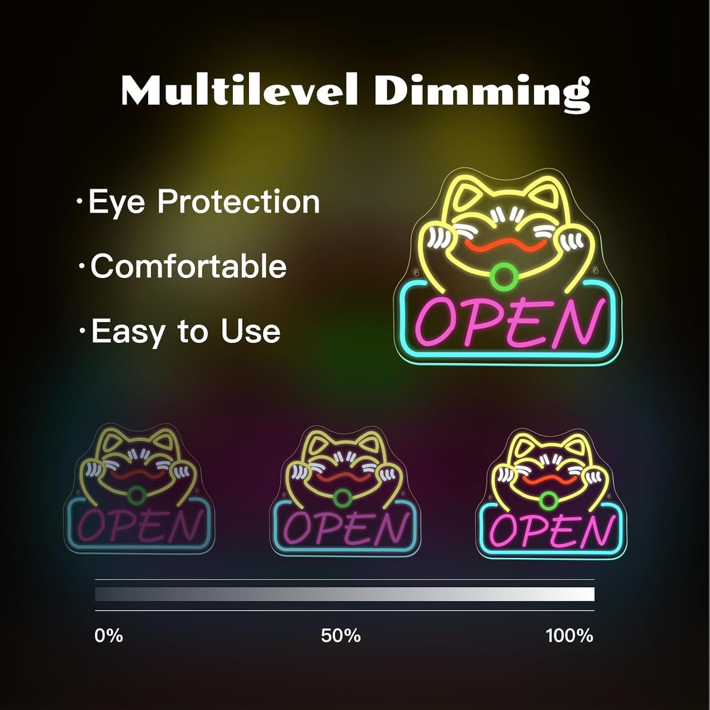 Ineonlife Lucky Cat Open Neon Sign Cute Cat Neon Signs for Wall Decor Dimmable Led Light for Used in Restaurants Ramen Shops Izakaya Sushi Restaurants Shop Decorations Business Opening Gift