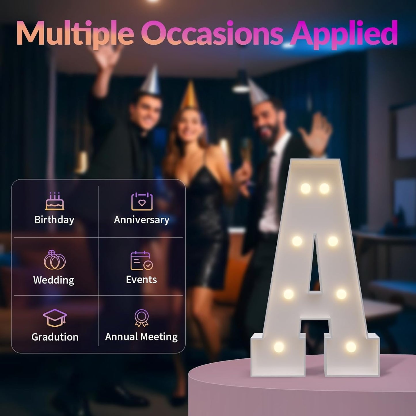 JoyMuse Marquee Letters 3 Feet Tall, Light Up Letters 3FT with Lights, Large Letters for Party, Letter G Light Up Letters for Baby Shower Wedding Proposal Graduation Birthday Decorations