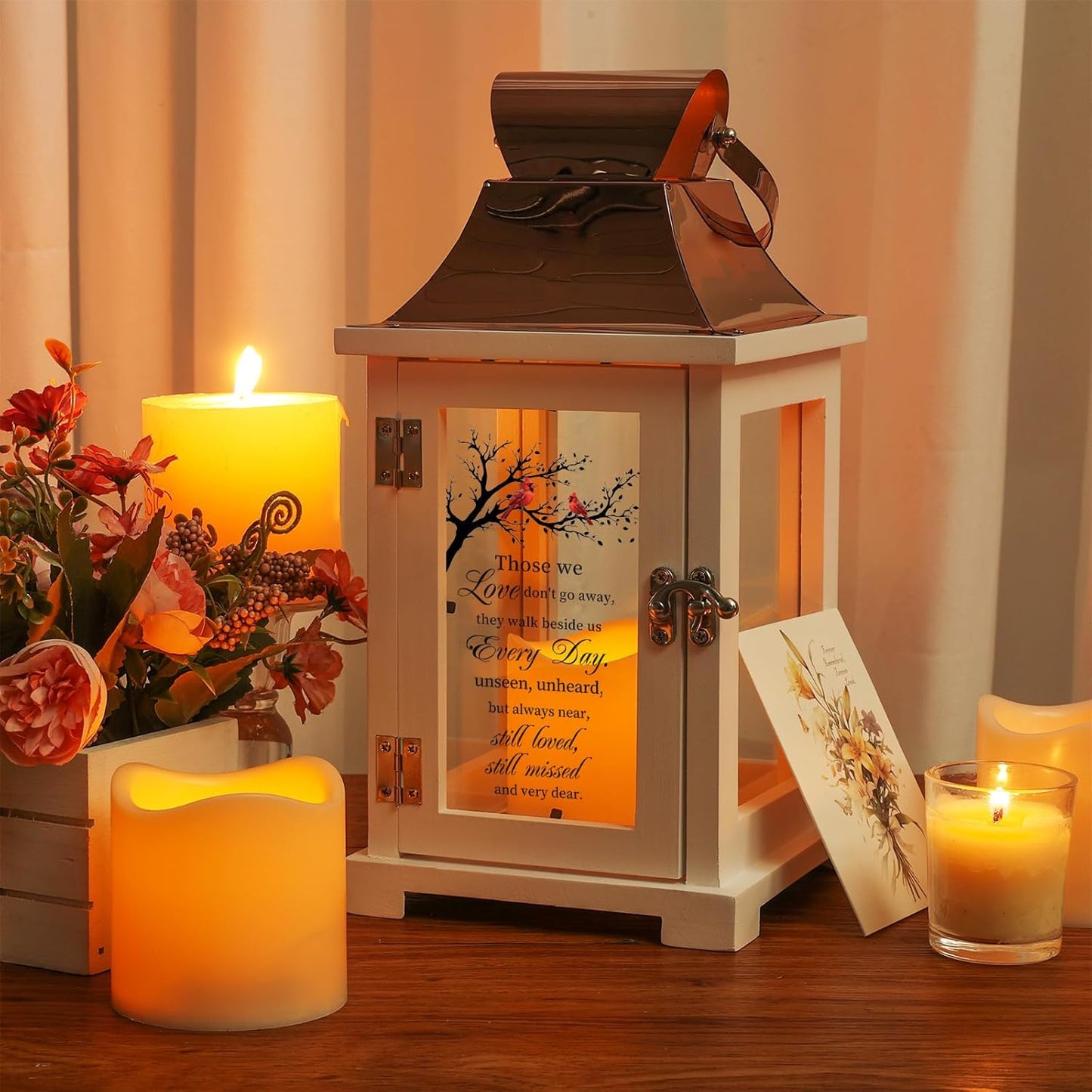 Memorial Lantern, Bereavement Sympathy Gifts for Loss of Loved One Mother Father Brother Sister, Sympathy Lantern Condolences Funeral Gifts in Memory of Loved One with LED Candle