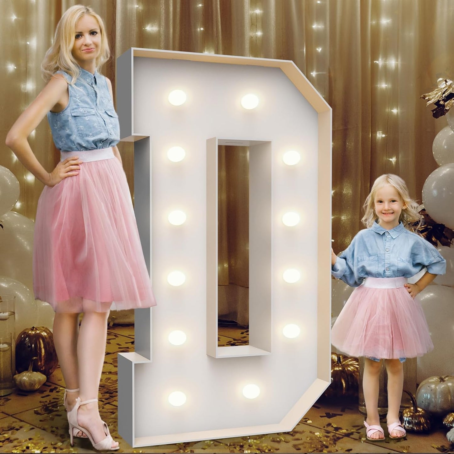 4FT Marquee Light Up Letters D,Party Decoration Large Marquee Light Up Letters with Weighted Water Bag,Pre-cut Foam Board Set Can Be Used for Birthdays,Weddings,Baby Anniversaries