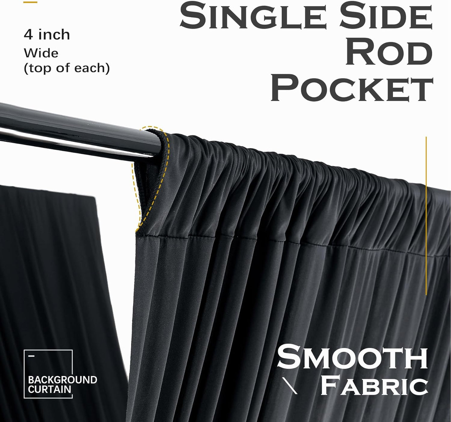 PartyVillage 8 Panels 5ftx30ft Black Ceiling Drapes for Halloween Parties – 30 FT Extra Long Thick Polyester Wrinkle-Free Drapery Tent Decor Decorations for Birthday Party Ceremony Stage Swag