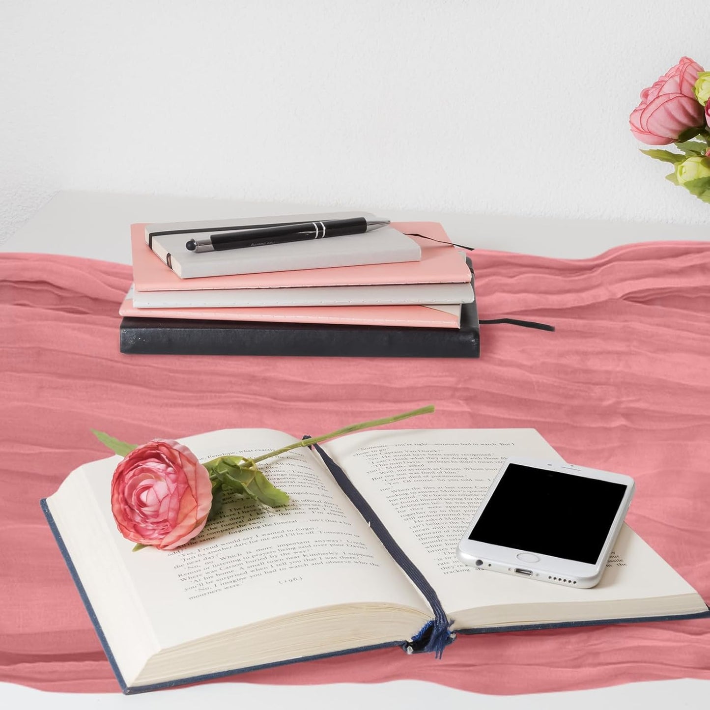 1 Pack Cheesecloth Table Runner 10Ft Christmas Gauze Boho Table Runners for Wedding Decor Bridal Shower Decorations Baby Shower Party(35" x 120")