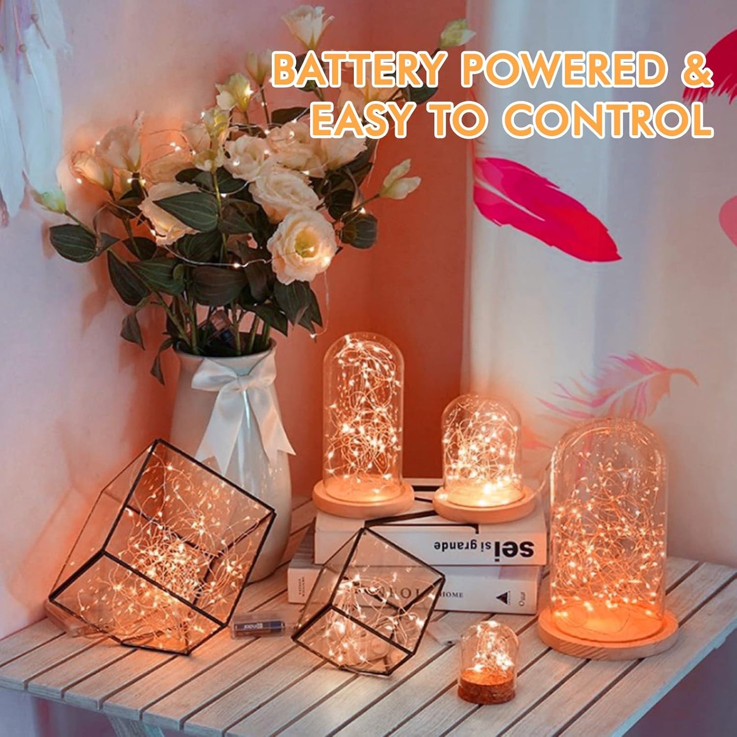 12 Pack Fairy Lights Battery Operated String Lights，7FT 20LED Waterproof Silver Wire Christmas Lights Outdoor,Firefly Mini Lights for Bedroom Party Birthday Wedding Home Decor