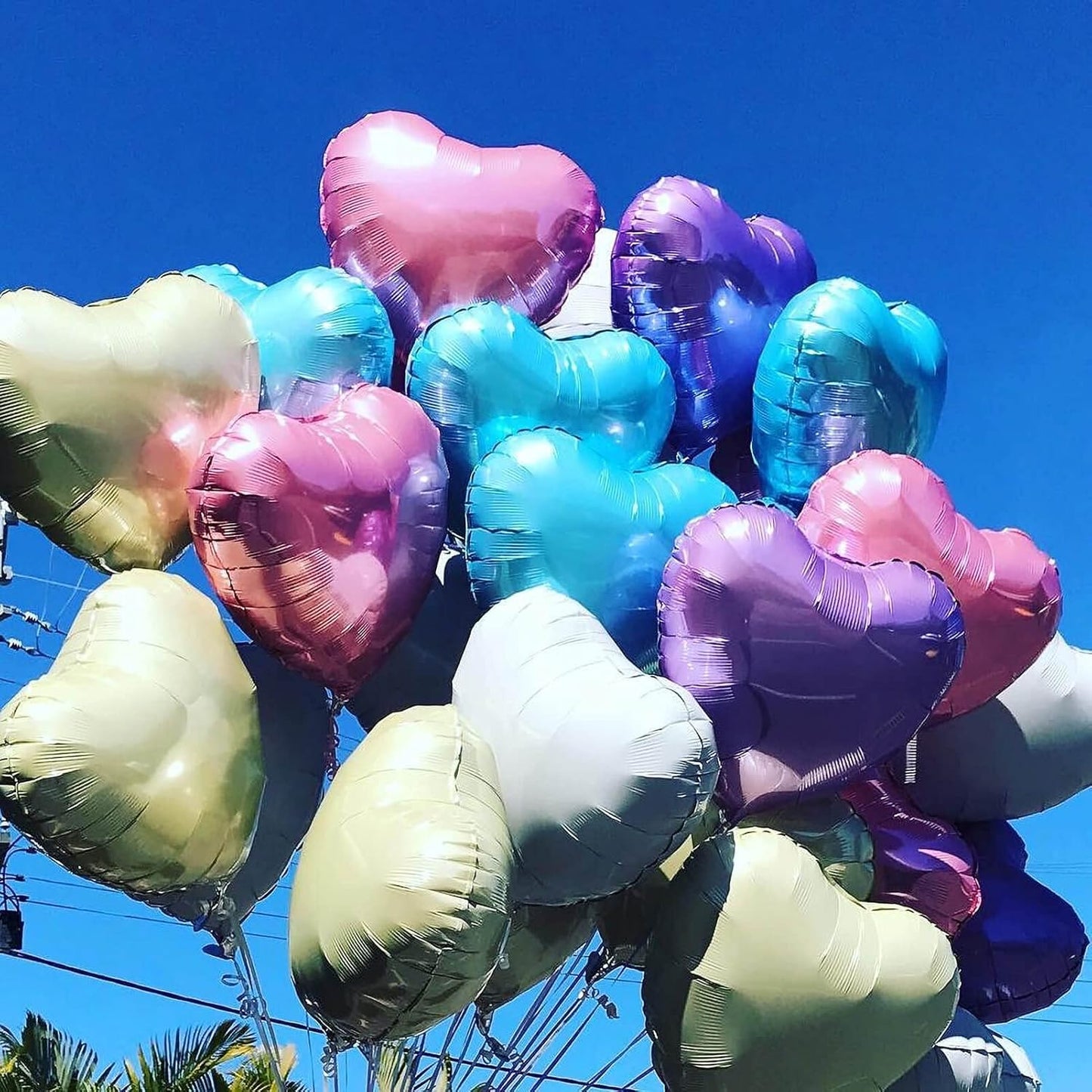 Pink Heart Shaped balloons Pack of 12,18 Inch Love Valentine Balloons Blue Heart Romantic Balloons For Valentines Day Propose Marriage Wedding Bridal Shower Engagement Party Decorations