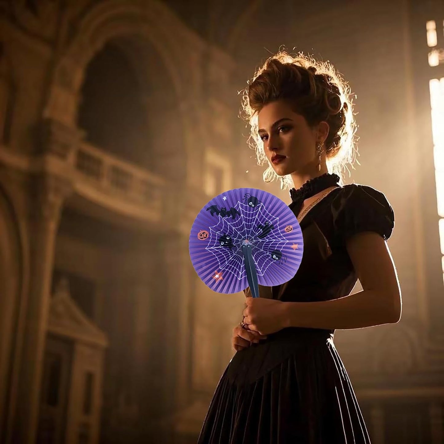 20 Pack Halloween Party Decoration Handheld Folding Paper Fan Bulk Set for Halloween Party Supplies Halloween Party Favor