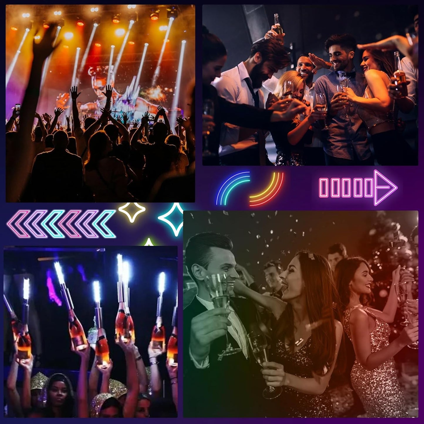 WILON Bottle Service Lights Rechargeable Bottle Service Sparklers Reusable Handheld Girl Lights LED Baton Strobe Light for Parties Bar Club Nightclub Birthday Weddings - 6 Pack