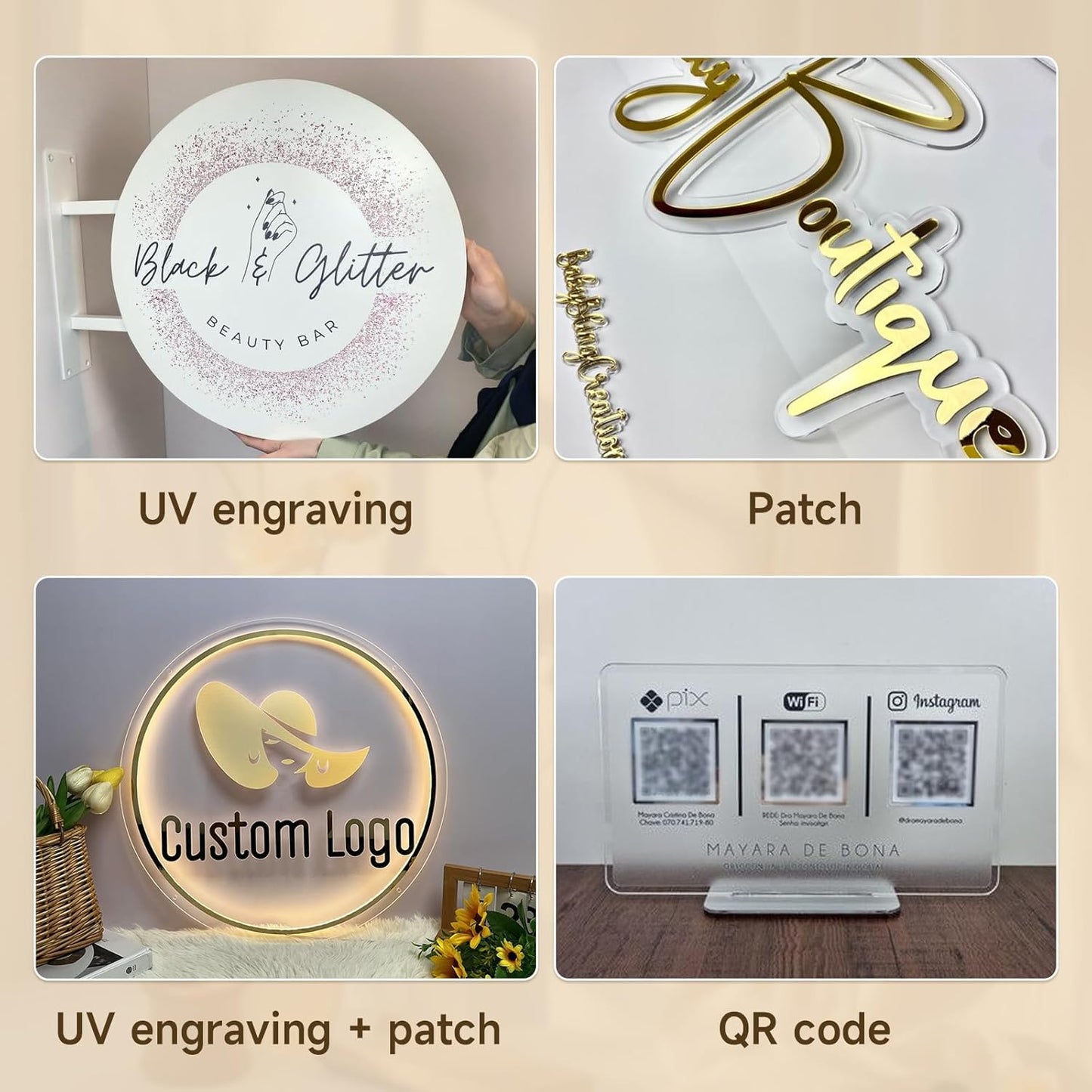 Custom Business Logo Neon Sign for Personalized Company Store UV Metal Acylic LED Backlit Shop Name Light Signo Office Company Logo Néon for Coffee Shop Salon Studio Signs