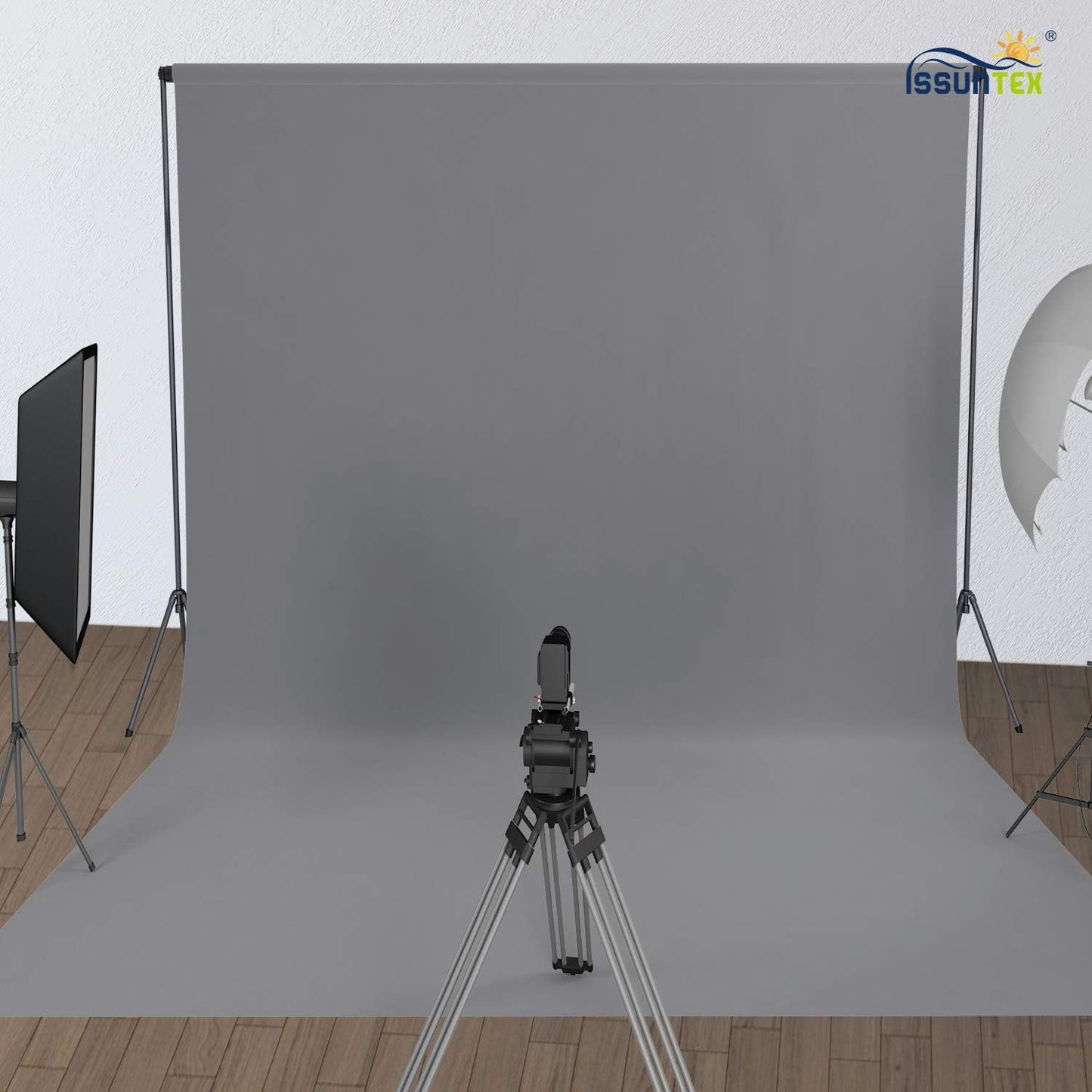ISSUNTEX 5X7 ft Background Muslin Backdrop, Photo Studio, Collapsible High Density Screen for Video Photography and Television-Gray