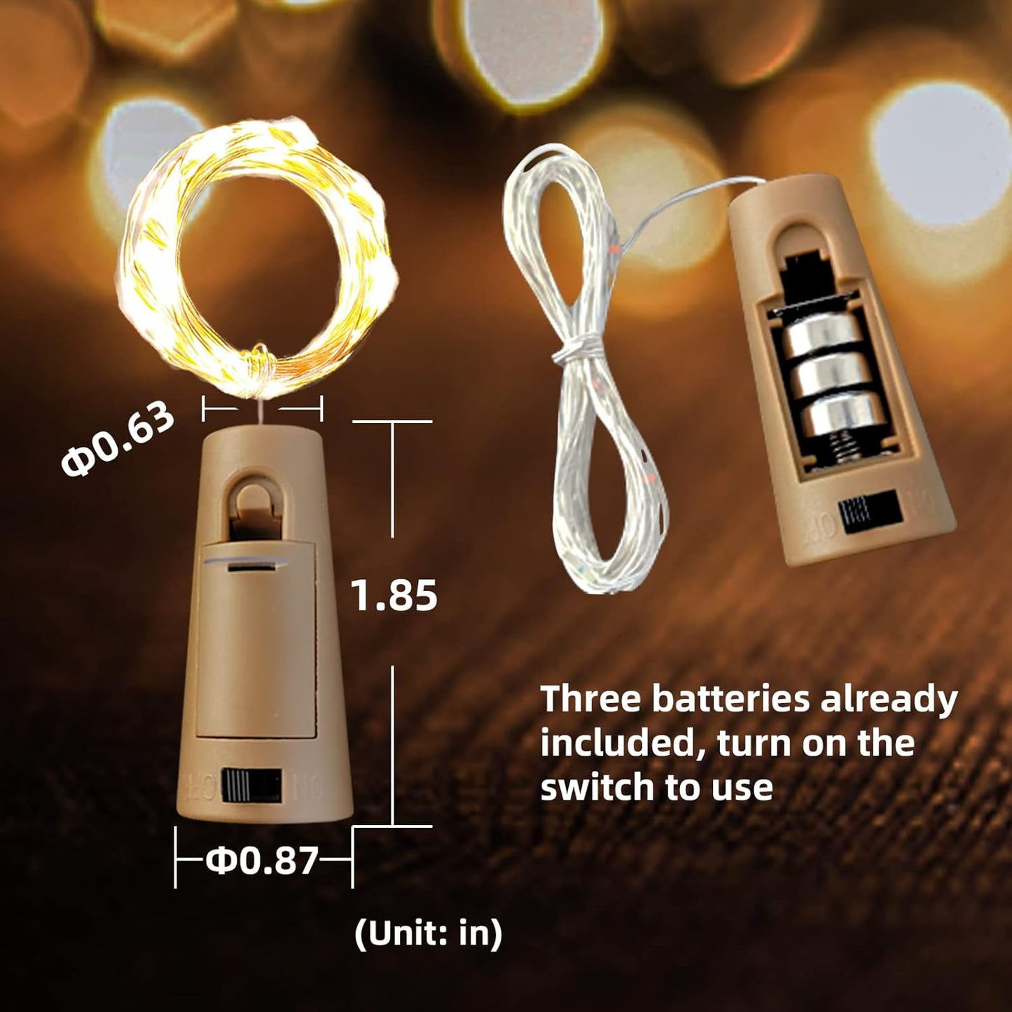 18 Pack Wine Bottle Lights with Cork, 20 LEDs, 6.6 Ft, Fairy Mini String Lights for DIY Jar Halloween, Christmas, Party Decoration, Wedding Listing (18 Pack, Warm White)