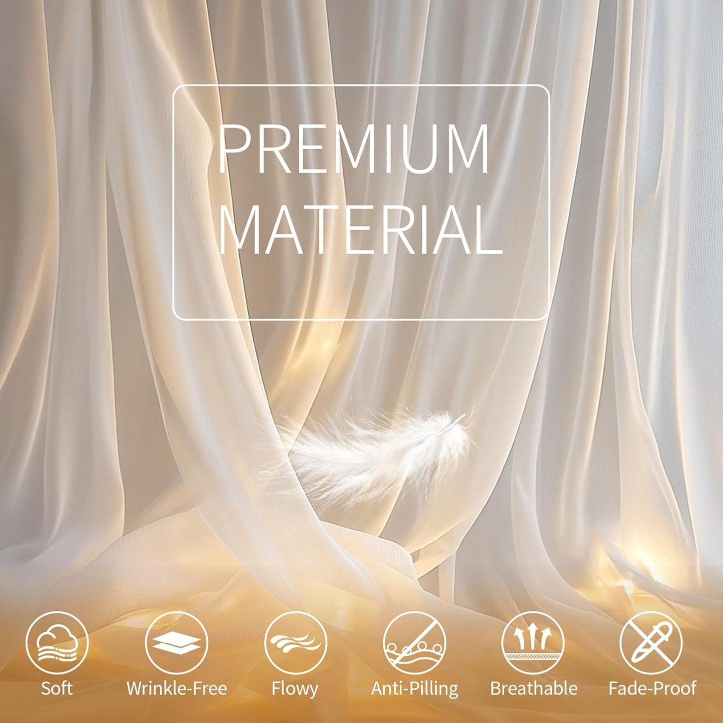 White Tulle Backdrop Curtain with Lights String - 10x10ft Sheer Backdrop with 300 LEDs for Wedding, Baby Shower, Bridal Shower, Birthday Party Photo Shoot Background and Home Decorations