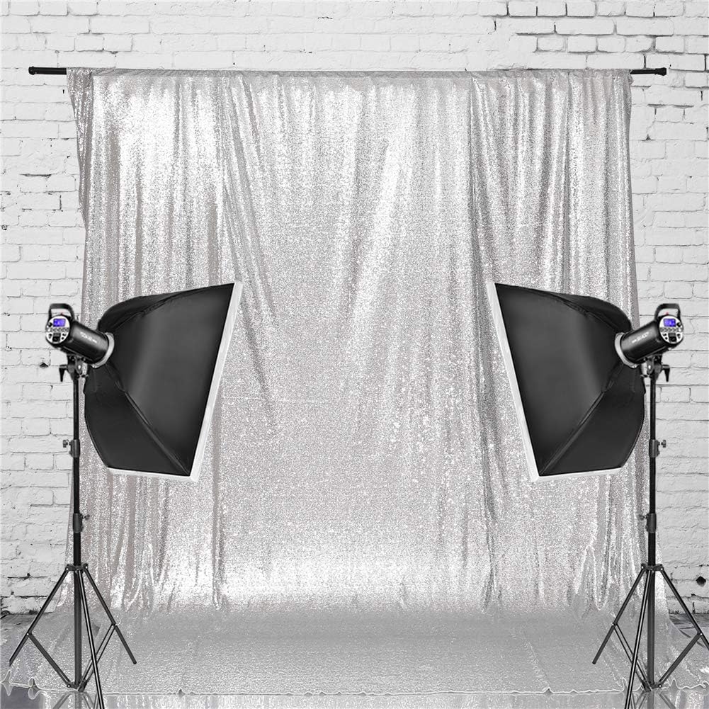 Eternal Beauty Silver Sequin Backdrop, 4x6 Ft Glitter Background Curtains for Shimmer Photography Party Wedding Birthday Back Drop Decor