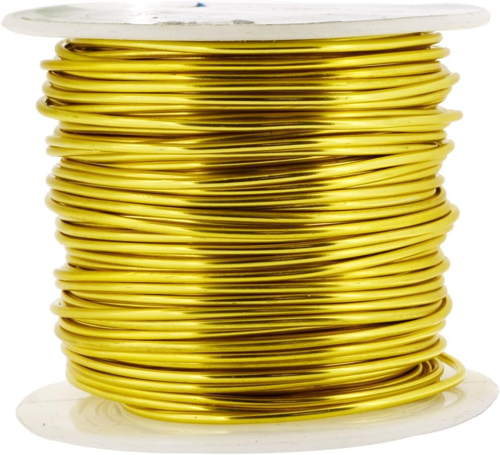 Mandala Crafts 16 Gauge Anodized Aluminum Craft Wire for Jewelry Making - 100 FT Colored Flexible Light Gold Tone Wire - Bendable for Bonsai Armature Crafting Sculpting