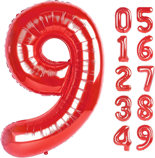 Number Balloon 40 Inch Red 9 Balloon, Large Numbers 9 9th Decorations for Girl Boy Birthday, 9 19 29 39 49 Birthday Party Engagement Wedding Supplies